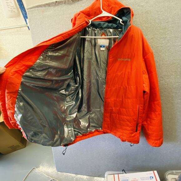 COLUMBIA HOODED PUFFER JACKET MENS SIZE 2XL OMNI HEAT LINING Hunter Safety
